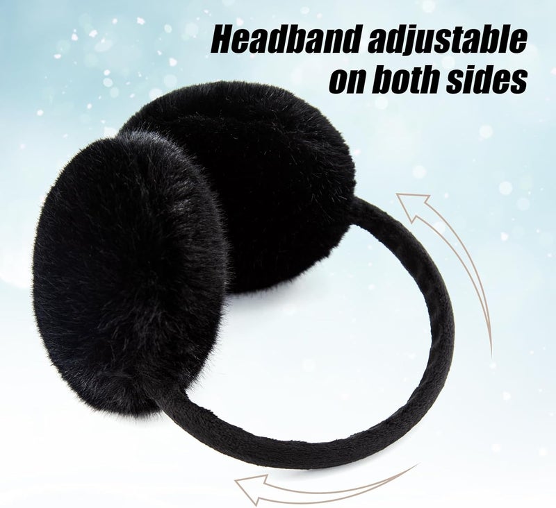 YATANAM Ear Muffs for Women Faux Fur Winter Girls Earmuffs Fluffy Adjustable Ear Warmers Cute Ear Covers - Image 2